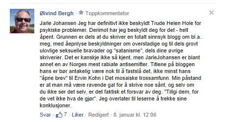 Jeg er antisemit, sier Øivind Bergh
