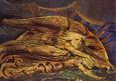 "Og Elohim skapte Adam" av William Blake.