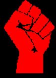 commiefist En hevet knyttneve er en gammel kommunisthilsen og tilsvarer den nazistiske hilsenen med strak arm.